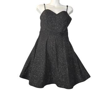 City Studio Womens Size 9 Mini Dress Black Glitter Sparkle Party Retro Glam Chic